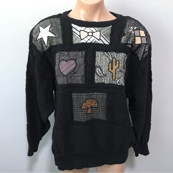 20 Ans by Mariea Kim Mushroom Cactus Desert Bandana Star Unique Vintage Sweater - Picture 1 of 5